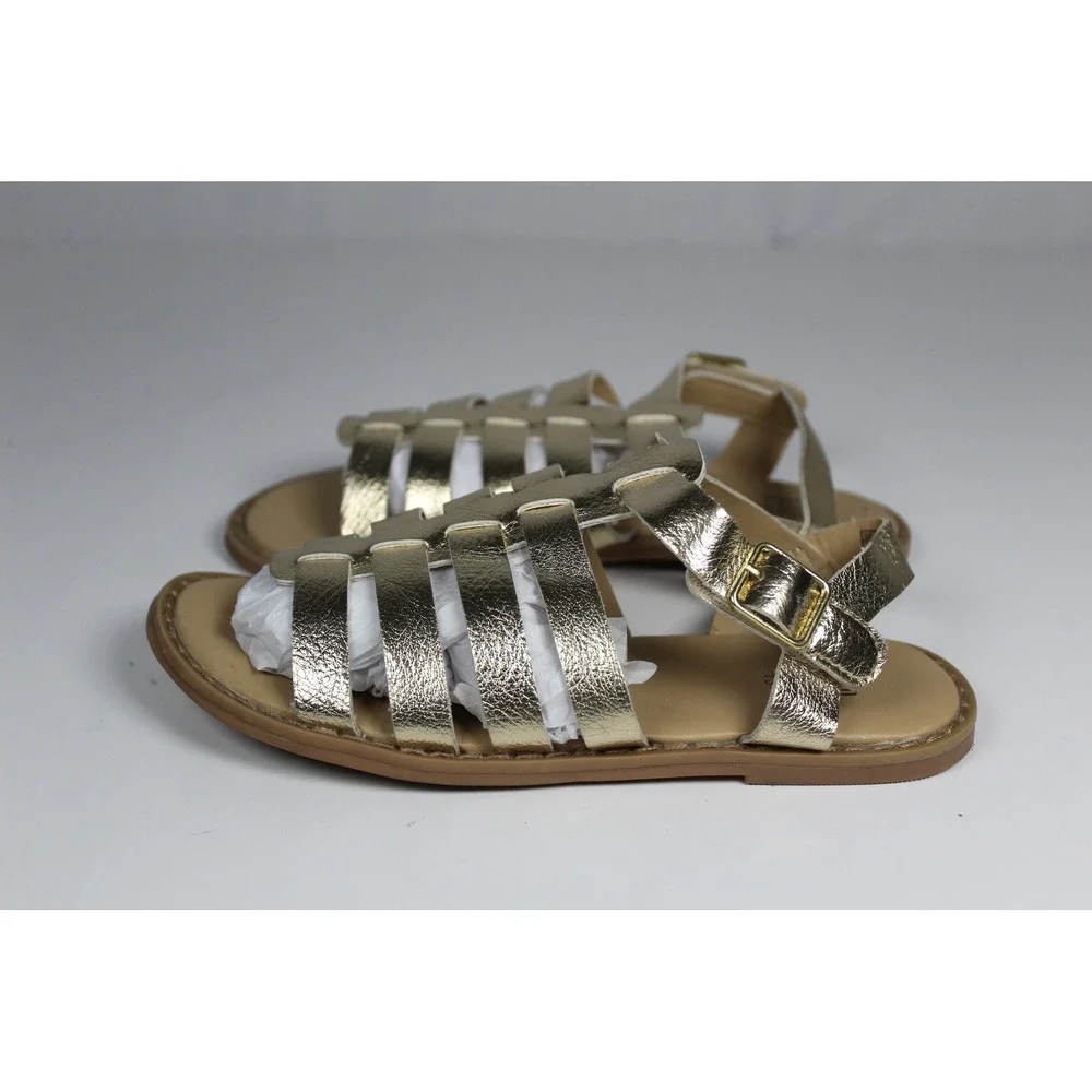 Gap Kids Girls Gold Metallic Gladiator Sandals Strappy Buckle Flat Shoes Size 13